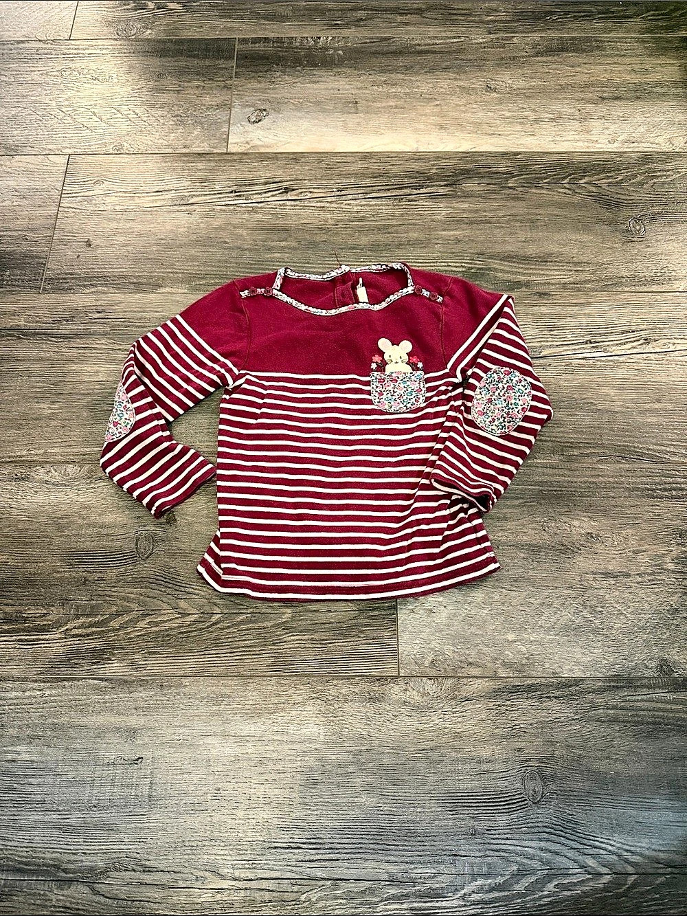 Jojo Maman Bebe Kids Long Sleeve Striped Top in Red & White